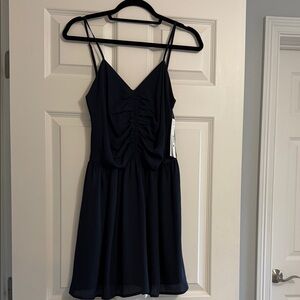 Aqua Midnight Blue Ruched Dress